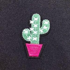 Cactus Patch on Black Fabric Iron On